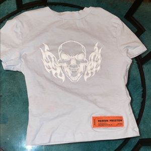 Heron Preston light blue skull top XS
